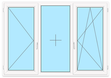 Трёхстворчатое окно с одной глухой створкой